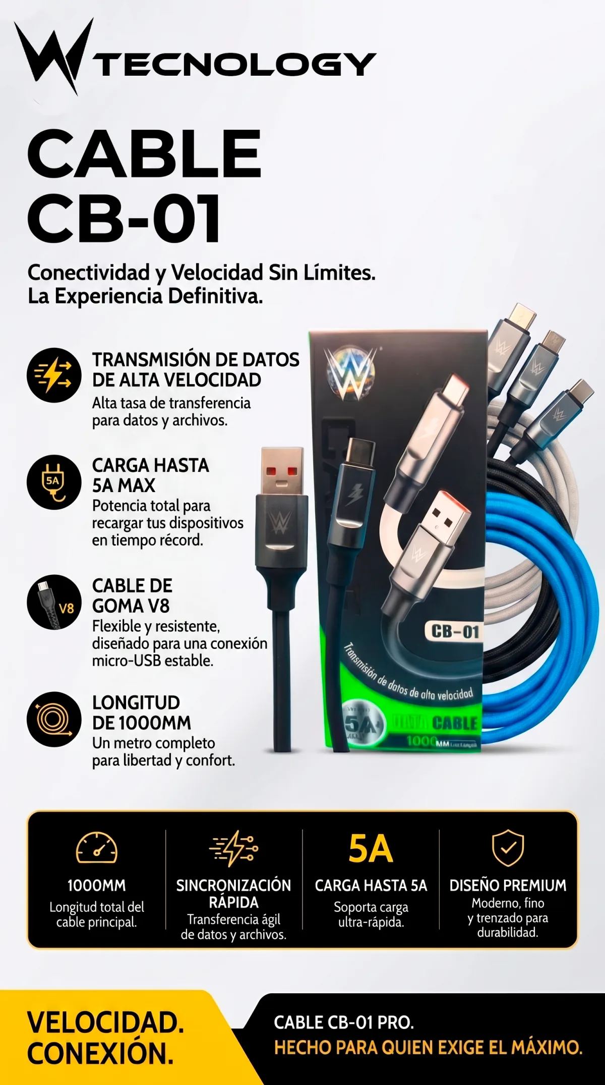 CABLE CB-01 V8 5 AMPERIOS