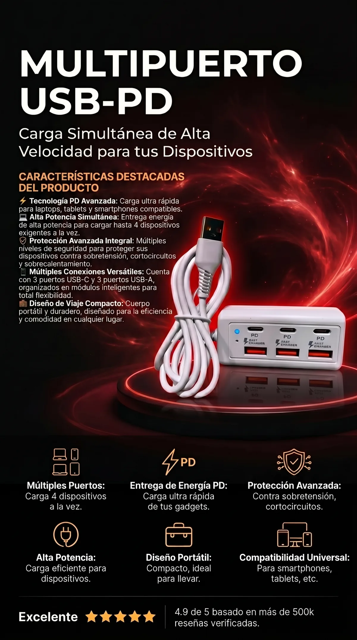 MULTIPUERTO usb-PD BLANCO