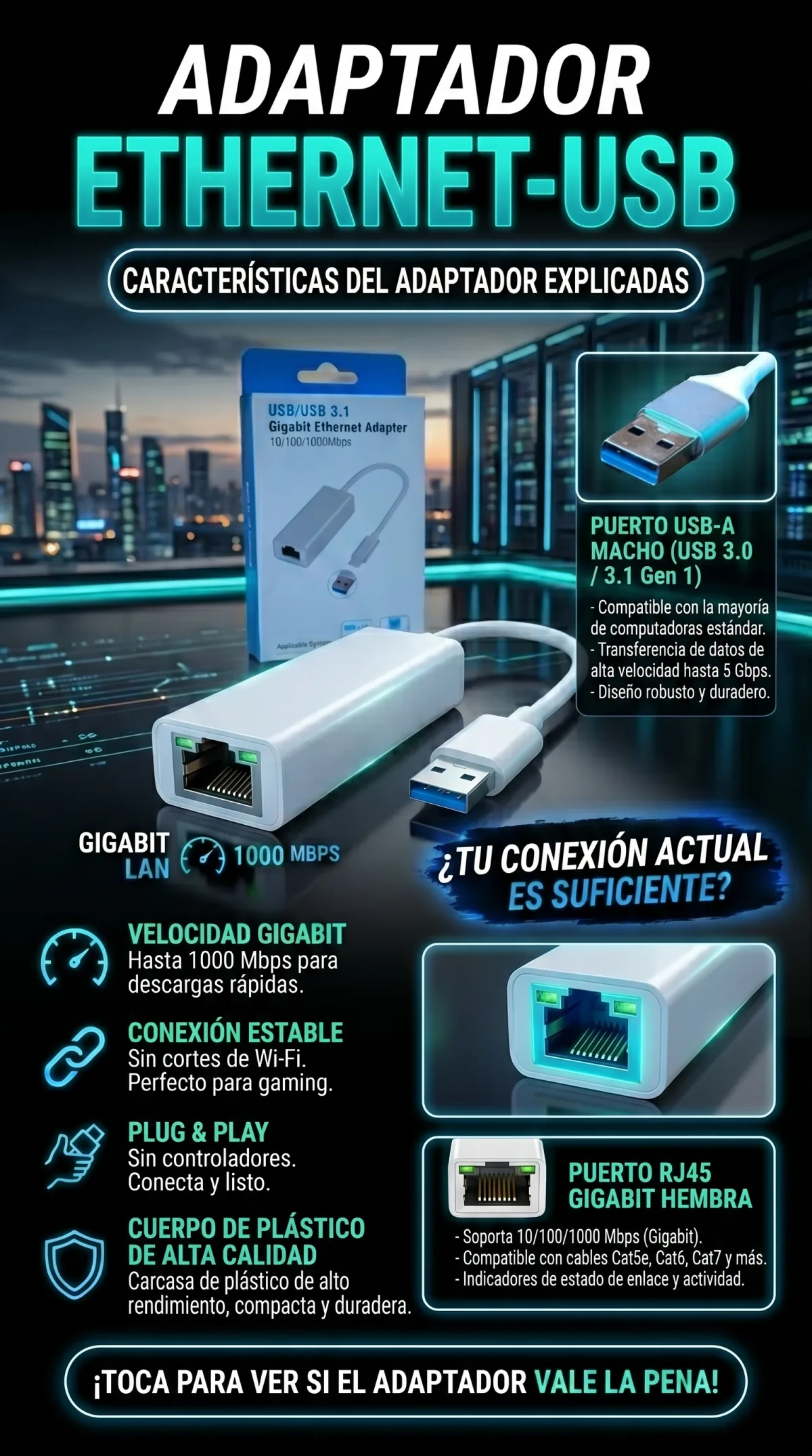 ADAPTADOR ETHERNET USB